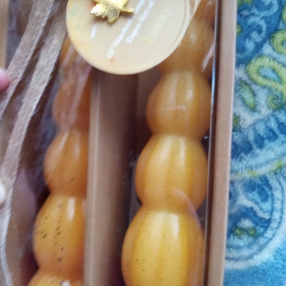 11' inch pumpkin wax tapper set of 2 in box. - Picture 5 of 9